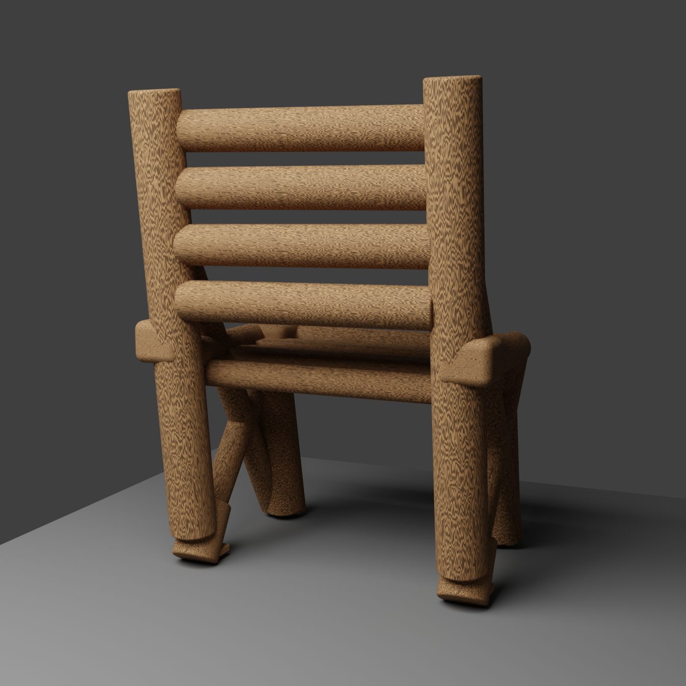 Wooden chair six-view reconstruction render