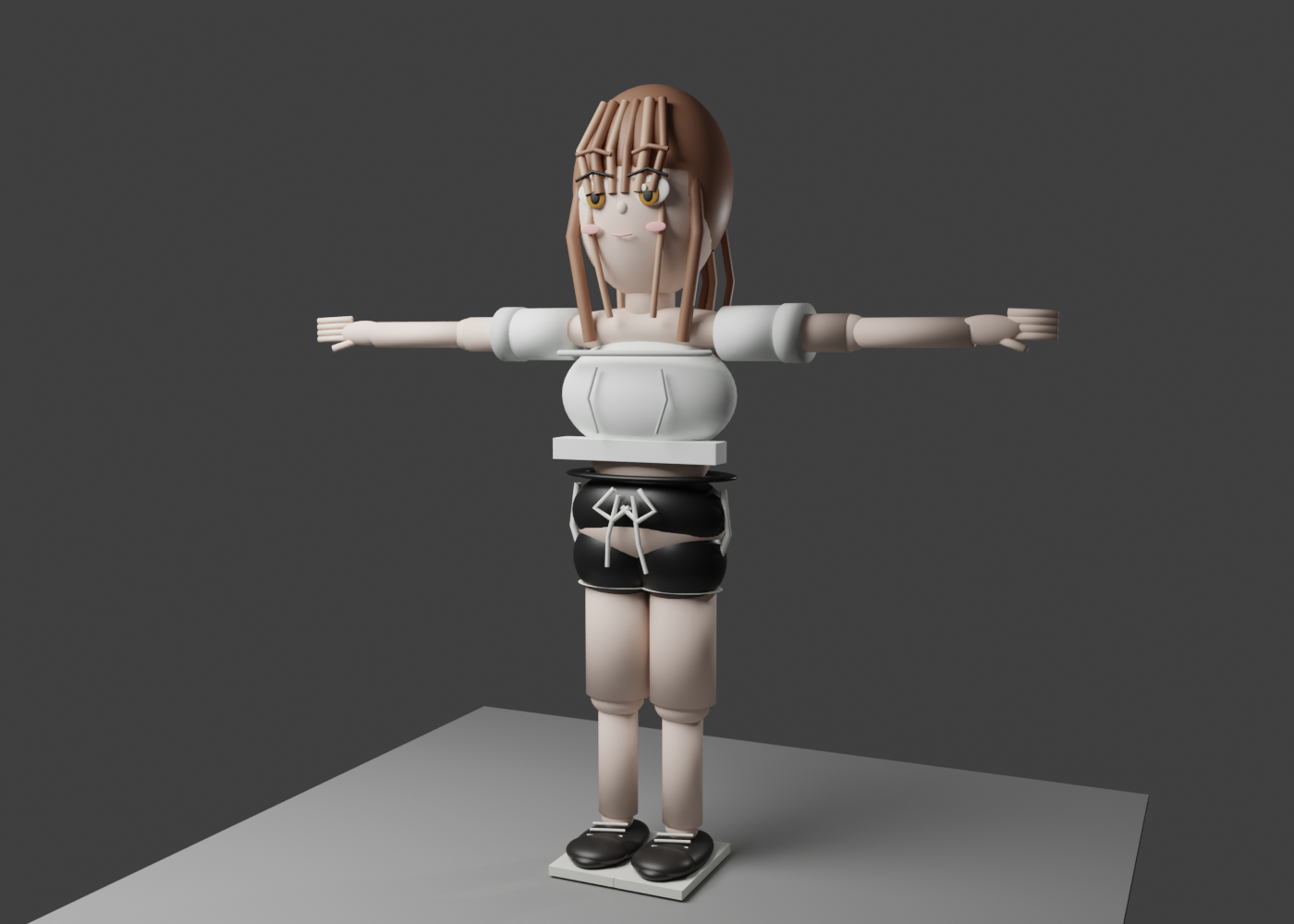 Anime girl casual outfit one-shot reconstruction render