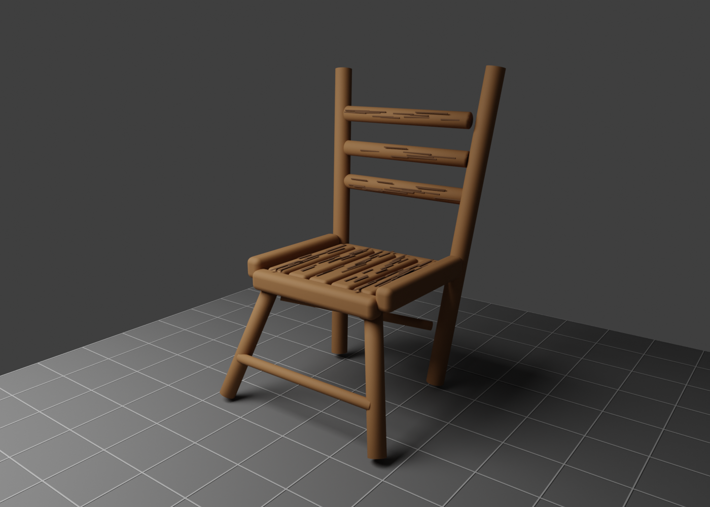 Wooden chair one-shot reconstruction render