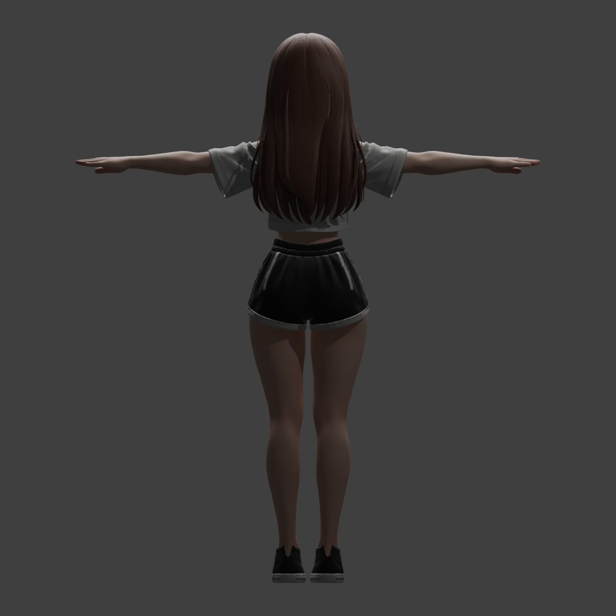 Anime girl casual outfit back orthographic input