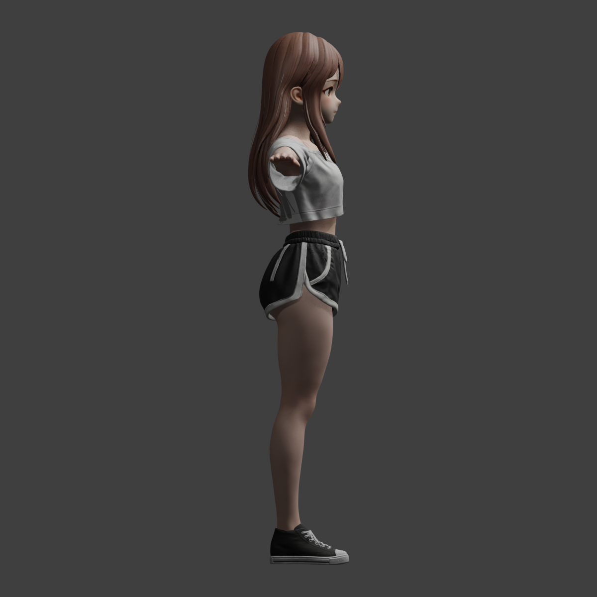 Anime girl casual outfit left orthographic input