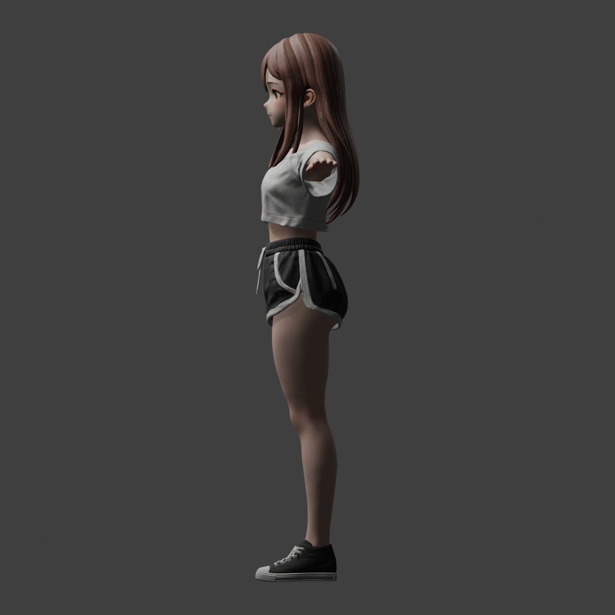 Anime girl casual outfit right orthographic input