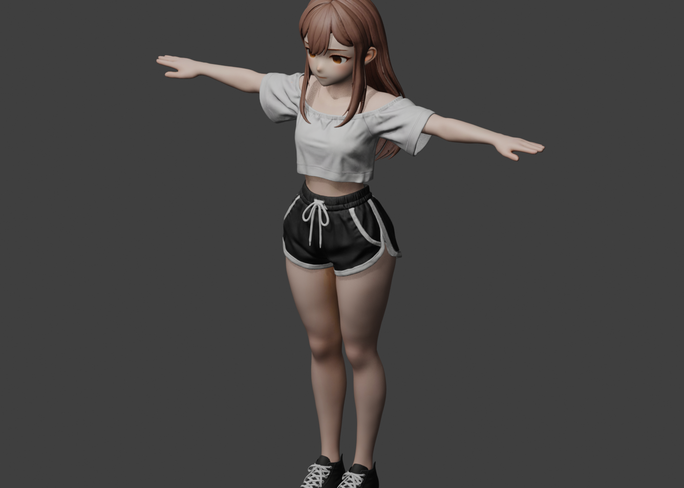 Anime girl casual outfit one-shot input